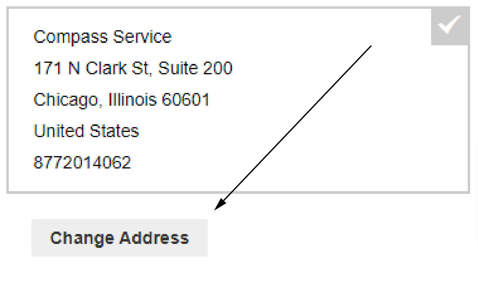 Image showing Change Address Button